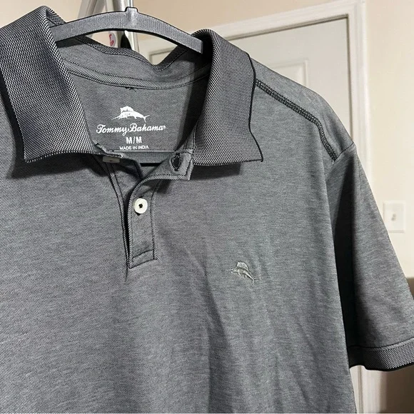 Tommy Bahama Men’s Polo Medium Gray Supima Cotton Short Sleeve Performance - Picture 3 of 9